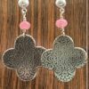 Sterling and Pink Jade Earrings - Image 4