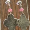 Sterling and Pink Jade Earrings - Image 2