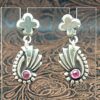 Sterling Silver Foral  Earrings with Pink Tourmaline - Image 4