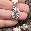 Sterling Silver Foral  Earrings with Pink Tourmaline - Image 5