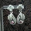 Sterling Silver Foral  Earrings with Pink Tourmaline - Image 2