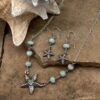 Starfish and Amazonite, Sterling Silver Necklace and Earring Set