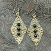 Brass Earrings with Black Onyx